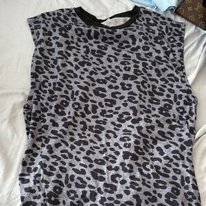 SHEIN Black and Gray Leopard Print Tank Top